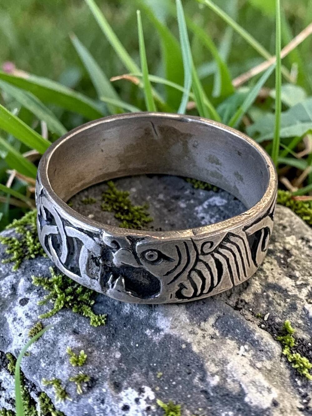 Vintage 925 Sterling Silver Wide Band Ring Engraved Celtic Knotwork Statement Ri